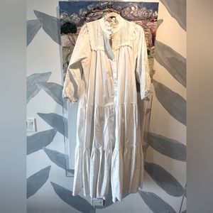 Sea Vienne Broderie Anglaise White Cotton Tiered Shirt Dress